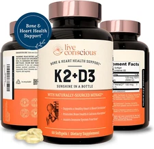 Vitamin K2 MK7 with D3 Supplement | Bone & Heart Health Support - Patented Vi...