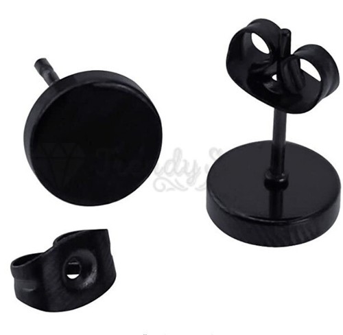 Punk Ear Cheater Plug Circle Stud Earrings 3-12MM Black Surgical Stainless Steel - Picture 73 of 98