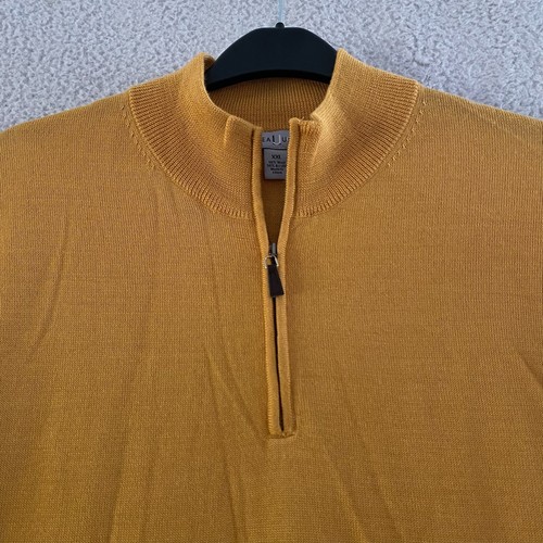 Linea uomo Sweater Mens XXL Mustard Quarter 1/4 Zip Pullover Long Sleeve Wool - Picture 10 of 10