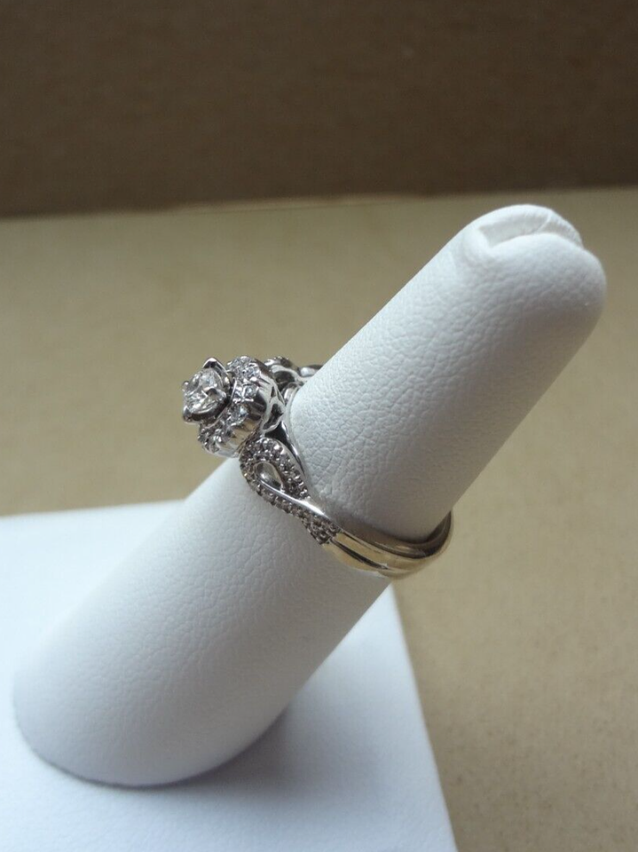 ZALES CELEBRATION 14K WG ROUND DIAMOND HALO RING W/ INFINITY BAND eBay