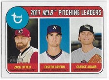 2018 TOPPS HERITAGE MINORS - PITCHING LEADERS - CHANCE ADAMS / LITTELL / GRIFFIN