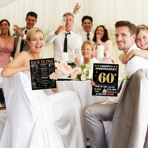 60Th Anniversary Card for Women Men, Gold Wedding Card for Wife Husband, Sweet M - Picture 7 of 12