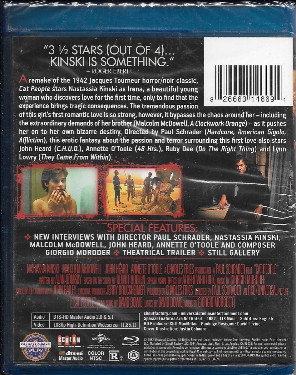 CAT PEOPLE -1982 Paul Schrader, Nastassja Kinski Collector's