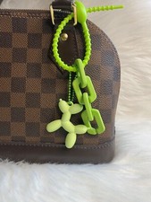 Poodle Dog Keychain Bag Charm Purse Handbag Key Fob Puppy Green New