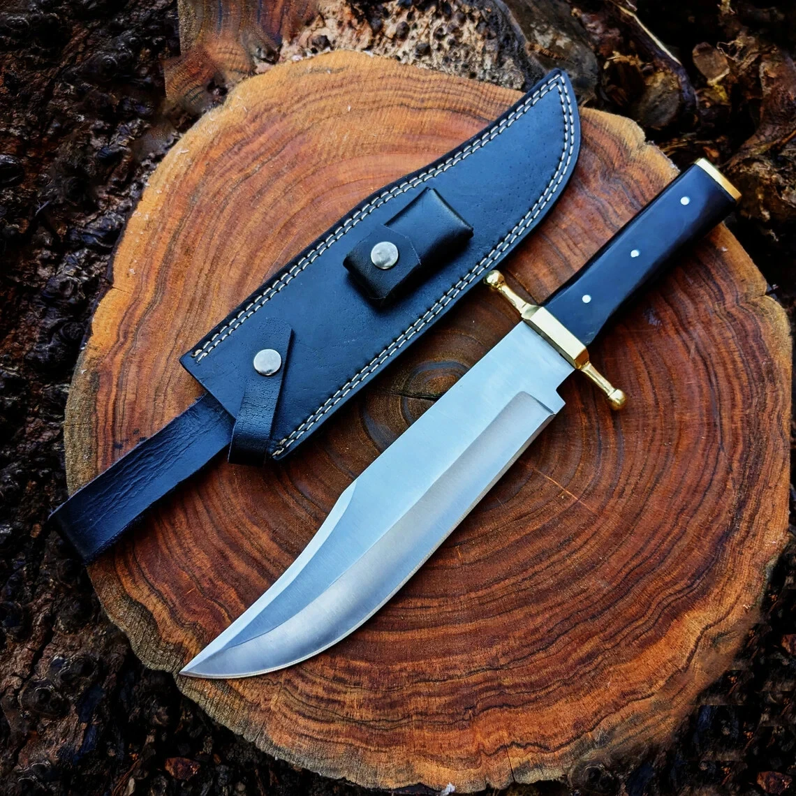 Custom Handmade D2 Steel Smithsonian Replica Antique Bowie Hunting Knife & Sheat