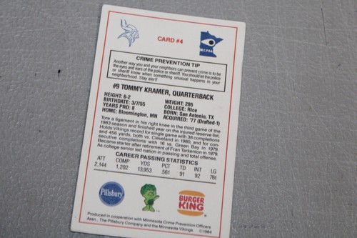 1983-1988 MINNESOTA VIKINGS POLICE Cards Complete Finish Fill Your List Set Pick - Picture 46 of 164