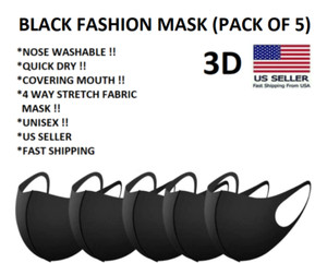 2 Pcs Face Fashion Nano-silver Mask Black Adult Washable & Reusable US SELLER
