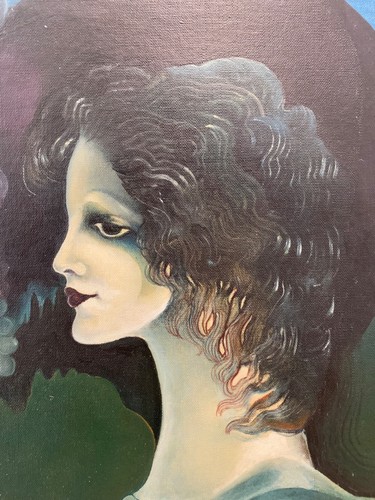 ๐ฅ Vintage German Surrealist Portrait Surreal Woman Oil Painting, Constanze 1975 - Picture 15 of 24