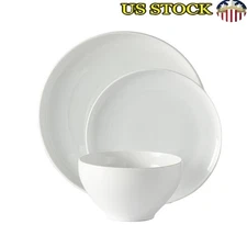 12 Piece Porcelain Dinnerware Set Dishwasher Microwave Safe Durable Tableware US