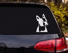 Boston Terrier Head Portrait High Contrast Black White Vinyl Decal Sticker Car