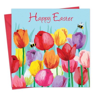 Osterkarte - Tulpen - Frohe Ostern für Mama Papa Nan Opa Sohn Tochter