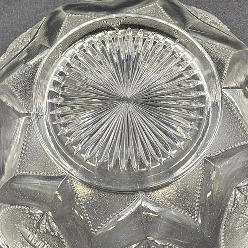 Serving Bowl by Dugan Glass Jeweled Heart Beaded Edge 8.5"x3.5" Clear Sandwich - Picture 5 of 8