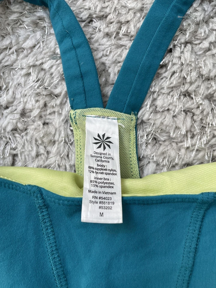 Camiseta sin mangas Athleta para mujer mediana verde azulado espalda deportiva sujetador incorporado yoga entrenamiento Foto 4 de 4