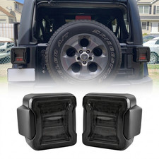 Pair Rear Smoked Led Tail Lights For 2007-2018 Jeep Wrangler Jk Jku