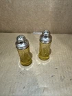 Federal Glass Madrid Salt Pepper Shaker Set 2pc Amber Yellow Depression Glass