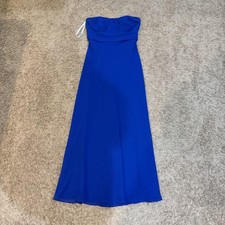 David's Bridal Dress Womens 2 Blue Strapless Bridesmaid Evening Formal Gown