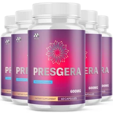 (5 Pack) Presgera Advanced Nerve Support Strength Formula Pres Gera 300 Capsules