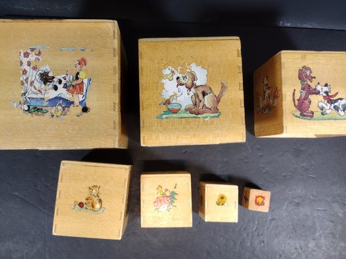 Hermann Eichhorn 7pc Wooden Nesting Stacking Blocks West Germany 1940's - Picture 8 of 17