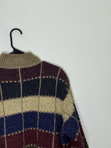 VTG Dress Barn Sweater Sz 18 20 Patchwork Crochet Grandma Fall Autumn Zip Wool - Picture 8 of 15