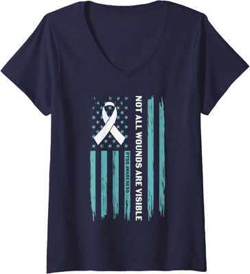 Not All Wounds Are Visible Ptsd Awareness American Ladies' V-Neck Tshirt