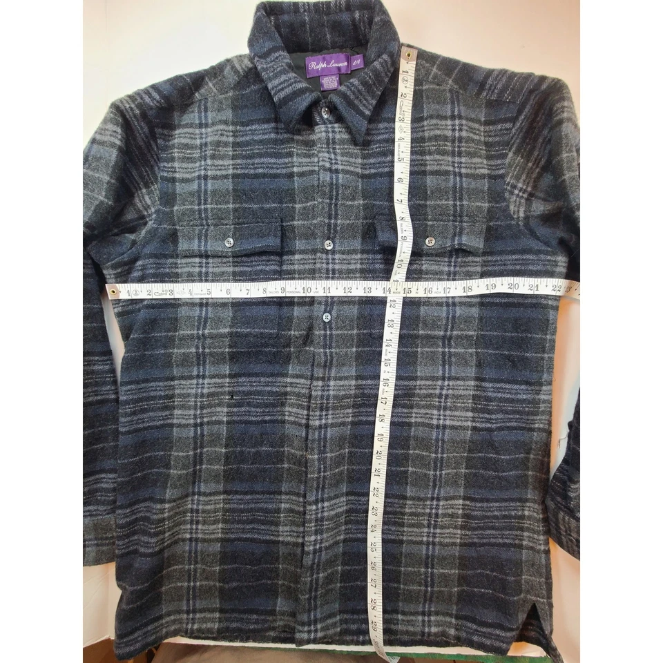 Sobrecamisa Ralph Lauren Etiqueta Púrpura Cachemira Italia L Franela de Lujo Foto 3 de 4