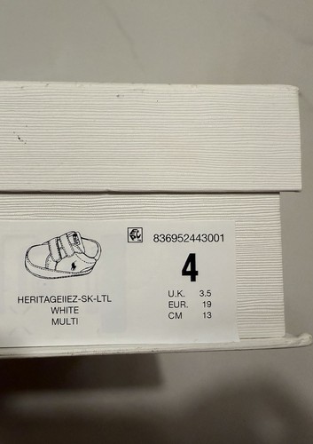 Ralph Lauren White and Pink Baby Sneakers Heritage Court II EZ sneakers size 4 - Picture 9 of 9