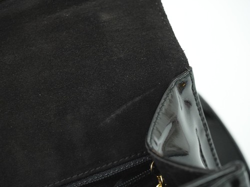 Salvatore Ferragamo Gancini Patent Leather 2way Shoulder Handbag Black Gold - Picture 16 of 21