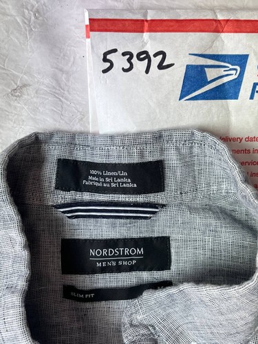 NORDSTROM Blue 100% Linen Long Sleeve Button up Shirt Medium classic fit - Picture 9 of 9