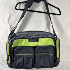 Eddie Bauer First Adventure Diaper Travel Bag Lime Green Gray 12 Pocket 18" W