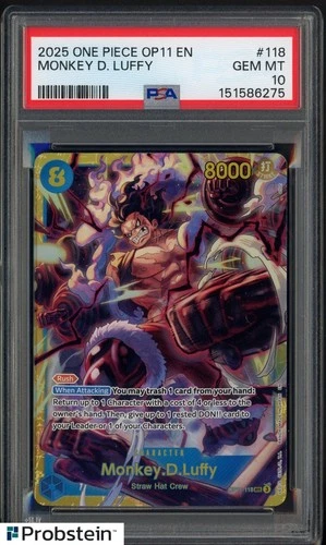 2025 One Piece OP11 EN #118 Monkey D Luffy PSA 10 GEM MINT