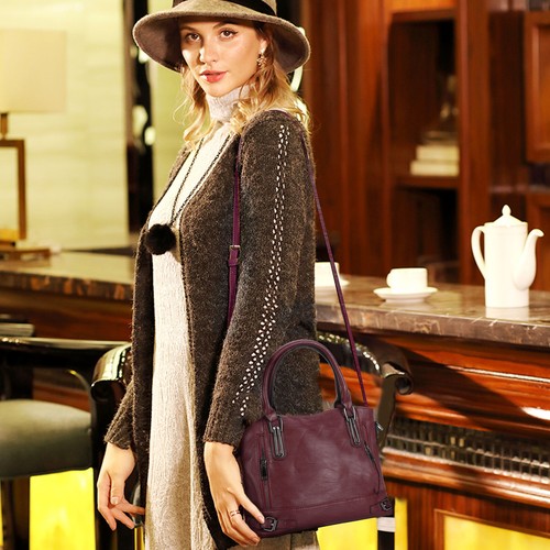 Damen Handtasche Leder Schultertasche Damentasche Crossbody Bag Umhängetasche - Bild 24 von 28