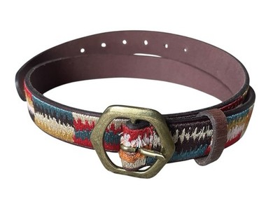 Lucky Brand Multi Color Patchwork Belt Size M Boho Hippie