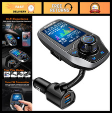 Bluetooth 5.3 FM Transmitter Car Adapter, Hands-Free Calling, USB Fast Charging,