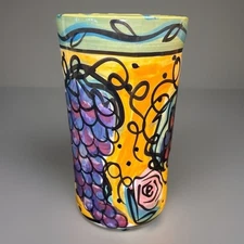 Kelly Jo Designs Signed Hand Painted Studio Pottery Vase
