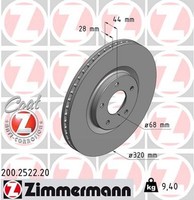 2X Bremsscheibe Coat Z Zimmermann 200.2522.20 FüR Qashqai Nissan Renault Koleos