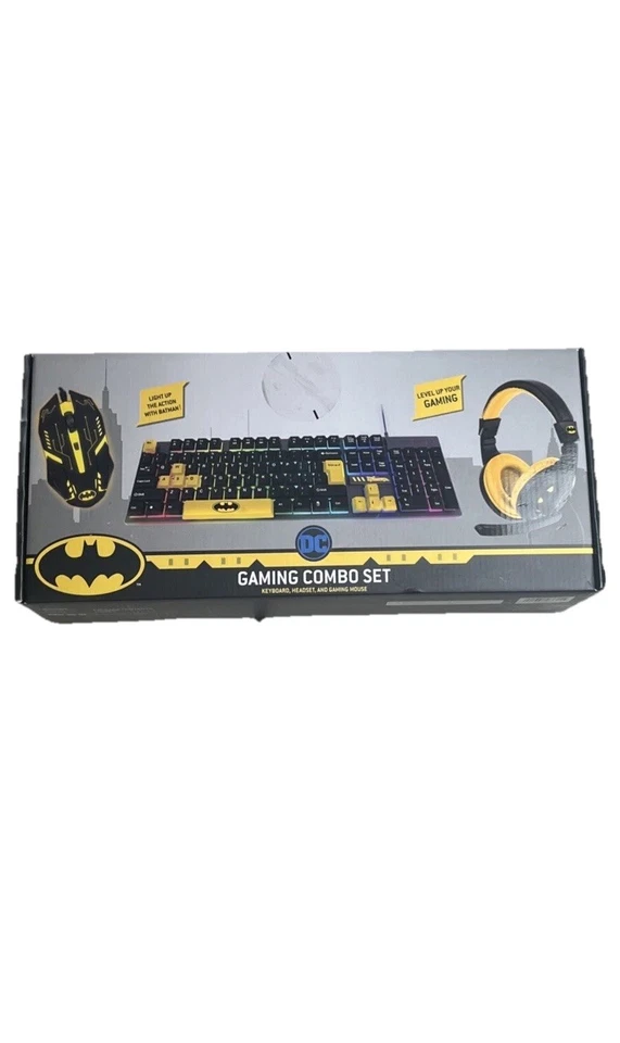 NEW DC Batman Gamer Gaming Combo RGB Set Keyboard, Mouse,Headset LED With Lights - Image 4 of 4