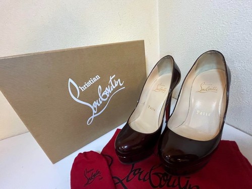 Christian Louboutin Pumps Heel Leather Bordeaux Size EU 34.5 US 3.5 Women - Picture 7 of 11