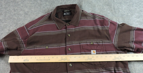 Carhartt Mens 2XL Rugged Flex Flannel Fleece Lined Thick Shirt Shacket Striped - Picture 8 of 17