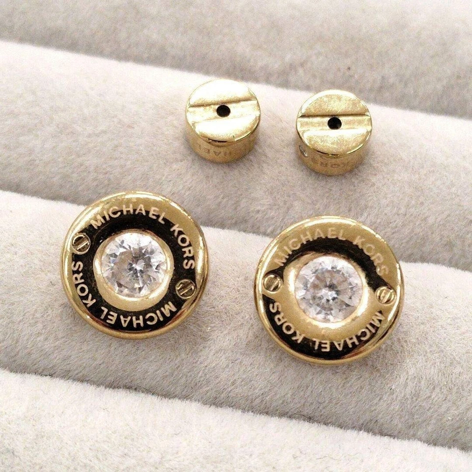 Excellentes+++++ boucles d'oreilles en or MICHAEL KORS avec cristaux - Photo 1/4