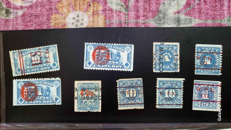 lot of postal history blue revenue tax stamps playing cards assortment