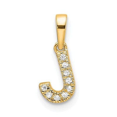 10K Gelbgold Rundschliff Diamant Buchstabe ''J'' Initiale mit Kaution Anhänger 0,43g