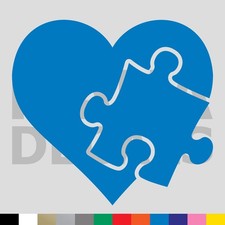 Autism Awareness Puzzle Piece Heart Vinyl Die Cut Decal Sticker - Support Love