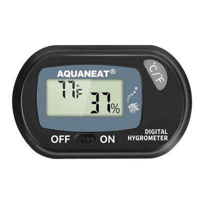 AQUANEAT Reptile Thermometer Hygrometer Digital Display 1 Pack, Black 