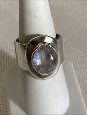 Southwestern Beautiful Sterling Silver Flashy White Moonstone Ring Size 8