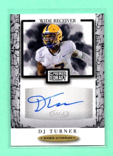 2021 Sage DJ Turner #A21 Premier Draft Autograph Rookie Card Pitt Panthers