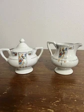 Vintage Royal Rochester Fraunfelter Golden Pheasant Hand Painted Cream Sugar Set