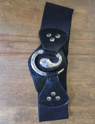 Vintage 80s Black Stretch Waist Belt  