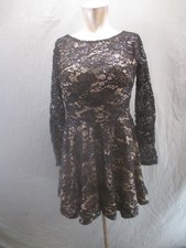 B. Smart Size 5 Womens Black Lace Lined Open Back Long Sleeve Cocktail Dress 988