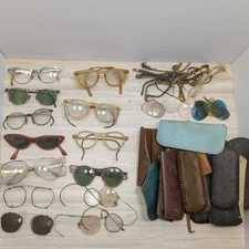 Vintage Eyeglasses And Cases Lot Mixed Condition Parts Repair Retro Styles