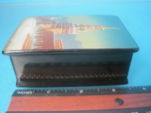 VINTAGE RUSSIAN FEDOSKINO USSR LACQUER BOX 1988 SIGNED PAPER-MACHE KREMLIN RARE - Picture 15 of 18